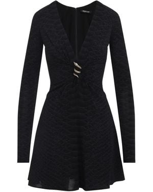 Roberto Cavalli Embellished Snakeskin-Effect Dress - Black