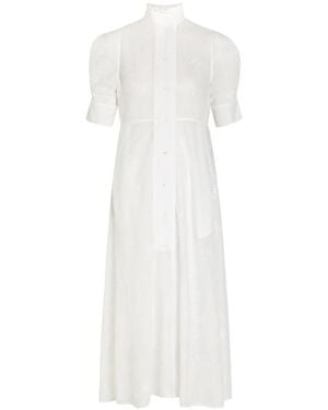 Thierry Colson Venetia Broderie-Anglaise Ruffled-Collar Midi Dress - White