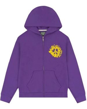 DENIM TEARS College Peace-Sign Zip-Up Hoodie - Purple