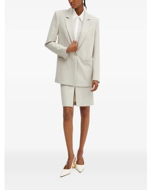 Patrizia Pepe Pinstripe Slit Midi Dress - Natural