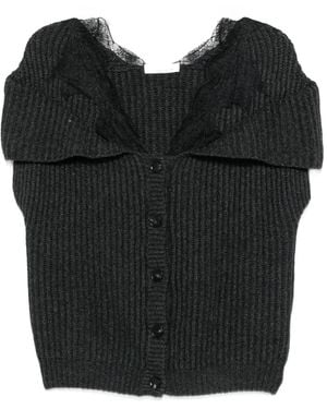 Liviana Conti Lace-Trim Cardigan - Black