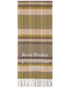 Acne Studios Plaid Fringed Scarf - Natural