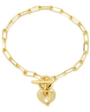 Missoma Heart-Pendant Paperclip-Link Bracelet - Metallic
