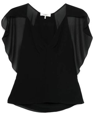Chloé Mini Ruffled Silk Top For - Black