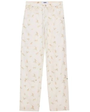 MSGM Floral Trousers - White