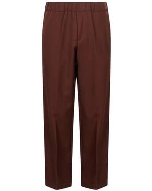 Costumein Elasticated-Waistband Pressed-Crease Pants - Brown