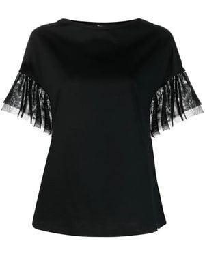 Herno Tulle-Insert Cotton T-Shirt - Black