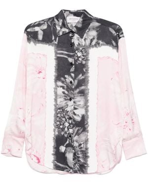 ERMANNO FIRENZE Floral-Print Satin Shirt - Black