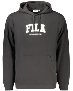 Fila Logo-Print Long-Sleeve Hoodie - Black