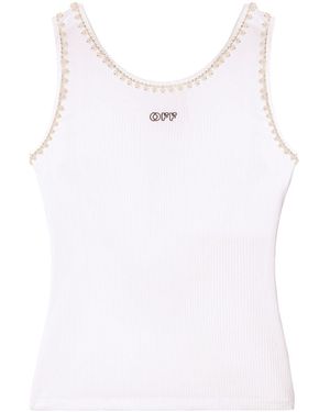 Off-White c/o Virgil Abloh Pearl-Embellished Ribbed Tank Top - White