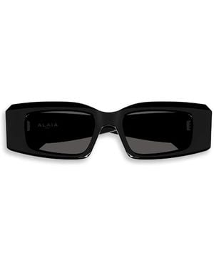 Alaïa Eckige Sonnenbrille Mit Logo-Print - Schwarz