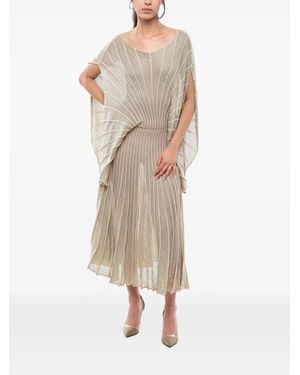 Stella McCartney Midikleid Aus Lurex Mit Weiten Cape-Ärmeln - Natur