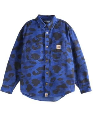 A Bathing Ape Camicia 1St Camo - Blu