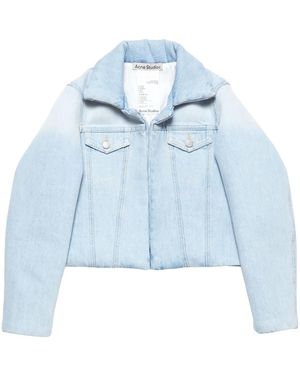 Acne Studios Floral-Lining Denim Jacket - Blue