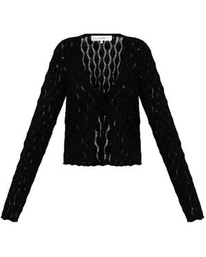 FRAME Cardigan En Maille Pointelle À Fermeture Nouée - Noir