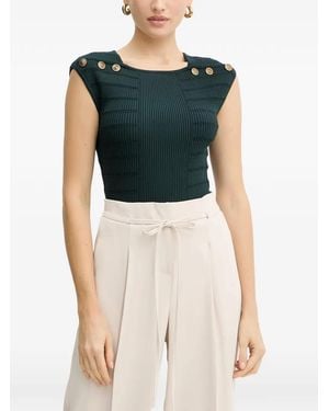 Guess Button Ribbed Top - Blue