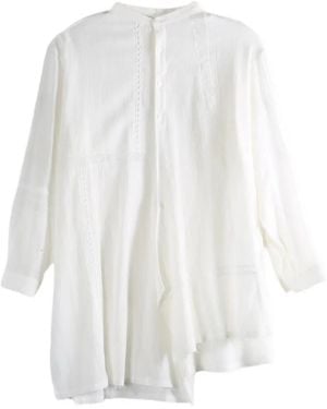 Y's Yohji Yamamoto Lace-Trim Asymmetric Shirt - White