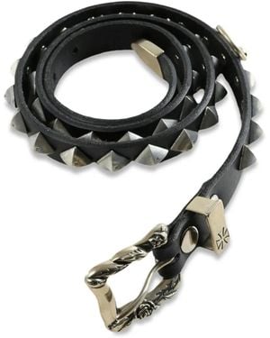Enfants Riches Deprimes Skinny O-Ring Pyramid-Stud Belt - Black