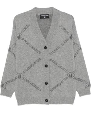 Iceberg Intarsien-Cardigan Mit Logo - Grau