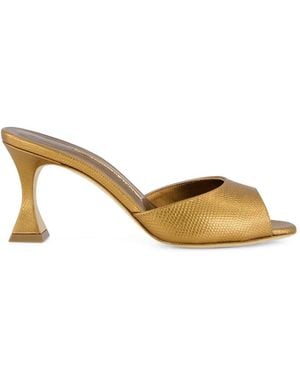 Manolo Blahnik Jadaron Metallic Heeled Mules