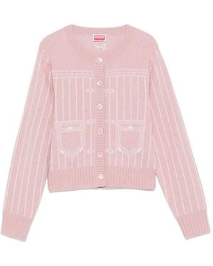 KENZO Striped Buttonned Cardigan - Pink