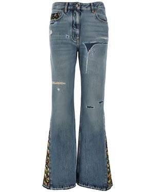 Valentino Garavani Jean Déchiré À Fleurs Brodées - Blue