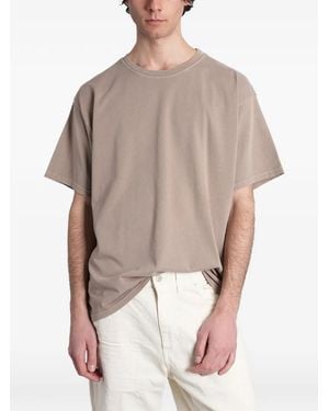Haikure Logo-Patch Cotton T-Shirt - Brown