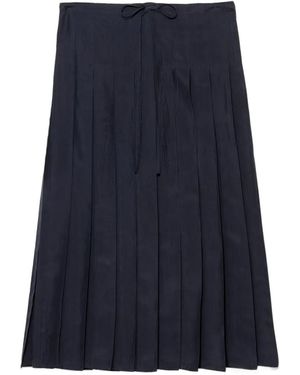 Prada Jupe Mi-Longue En Soie À Design Plissé - Blue