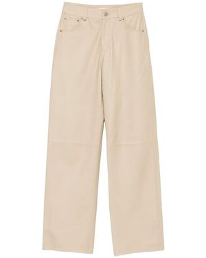 By Malene Birger Wide-Leg Leather Trousers - Natural