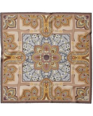 Elizabetta Francesca Paisley-Print Silk Scarf - Metallic