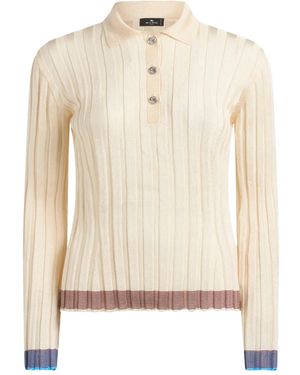 Etro Geripptes Poloshirt - Natur