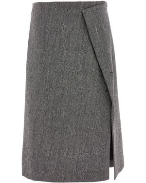 Ferragamo Wrap Midi Skirt - Gray