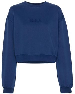 Woolrich Logo-Embroidered Cotton Sweatshirt - Blue