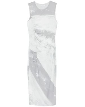 Patrizia Pepe Midi Wave-Print Dress - White