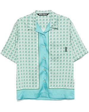 Palm Angels Monogram-Print Shirt - Blue