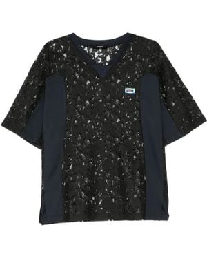 Pushbutton Combi T-Shirt - Black