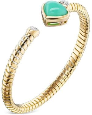 Marina B 18K Trisolina Chrysocolla And Diamond Bangle Bracelet - Metallic