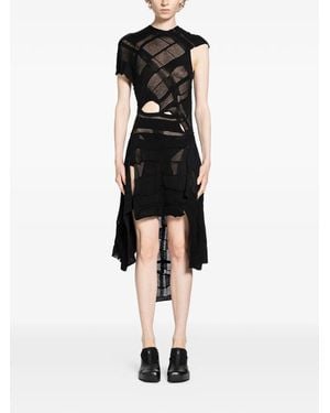 Halo Abito A Quadri Con Cut-Out - Nero