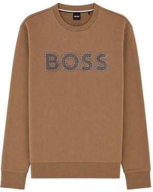 BOSS Logo-Appliqué Sweatshirt - Brown