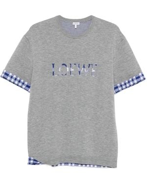 Loewe Logo-Detail Checked T-Shirt - Grey