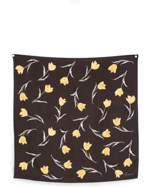 Jacquemus Tulip-Print Square Scarf - Black