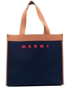 Marni Logo-Jacquard Shoulder Bag - Blue