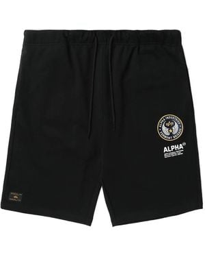 Alpha Industries Logo-Embroidered Shorts - Black