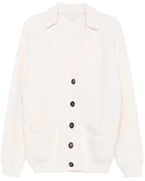 Eleventy Cárdigan con cuello de canalé - Blanco