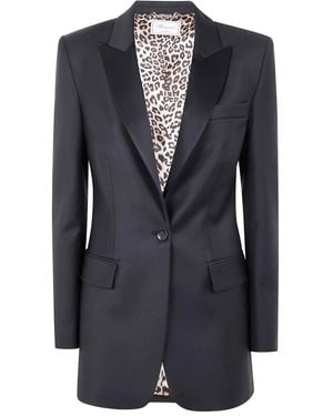 Blumarine Satin Single-Breasted Blazer - Black