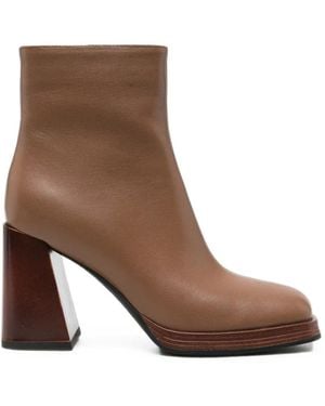 Linda Baumann Square-Toe Block-Heel Ankle Boots - Brown