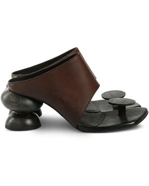 Uma Wang Sculpted-heel Leather Sandals - ブラウン
