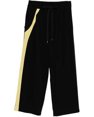 Y's Yohji Yamamoto Tape-Detail Jersey Track Trousers - Black