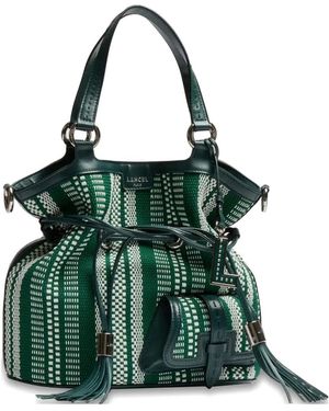 Lancel Stripes Tassel Bucket Bag - Green