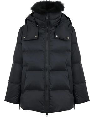 Yves Salomon Fur-Trim Hooded Down Jacket - Black